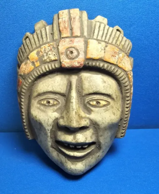 Pre-Columbian Mayan Shell Inlaid Pendant Mask