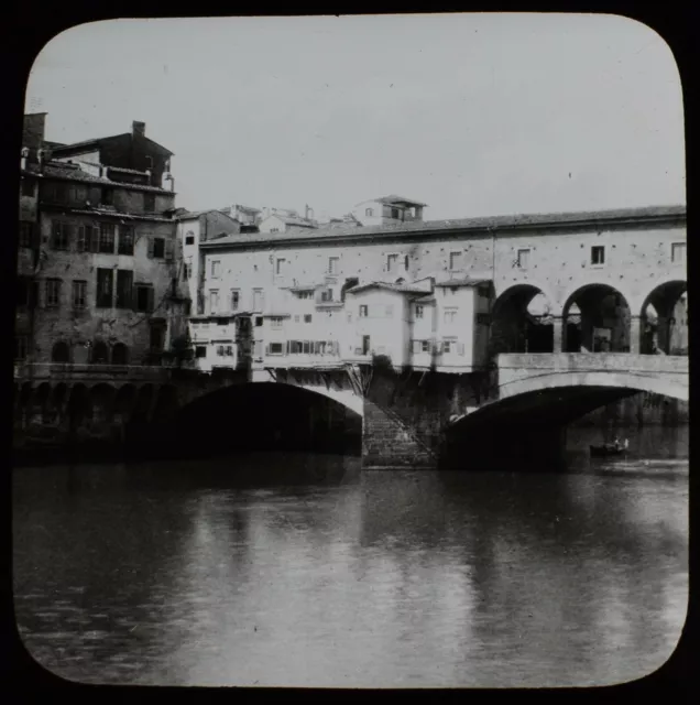 ANTIQUE Magic Lantern Slide THE PONTE VECCHIO FLORENCE C1900 PHOTO ITALY TUSCANY