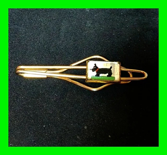 Unique Vintage Enamel Scotty Dog Tie Clip Bar Very Good Condition Neat
