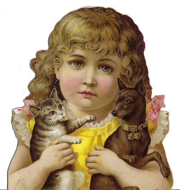 AJ098 SCOTT'S EMULSION Pure Cod Liver Oil Girl Puppy Cat Victorian