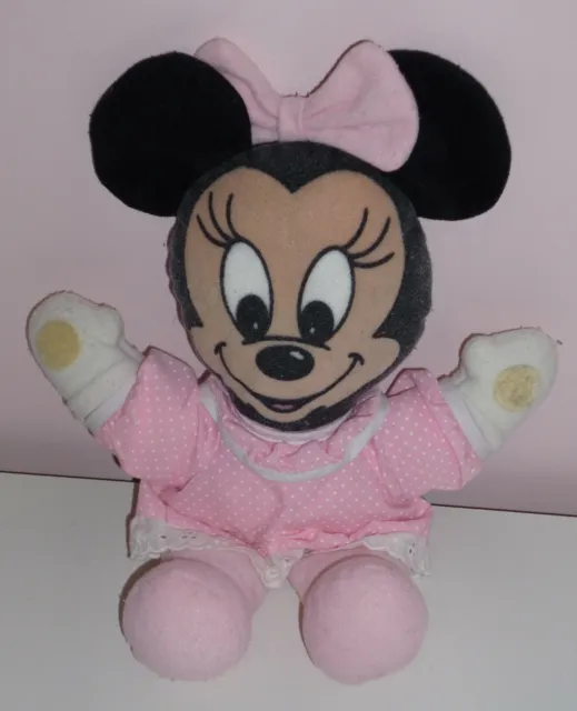 Vintage 1984 Mattel Disney Minnie Mouse Pink Baby Soft Plush Toy Squeaker 11"