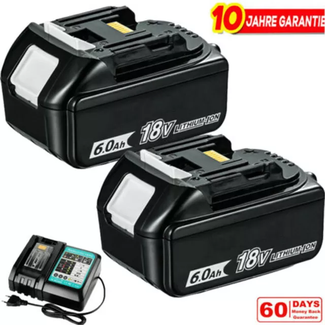 2x 18V 6000mAH Akku Für Makita BL1860 LXT BL1850B BL1830 Led Anzeige / Ladegerät