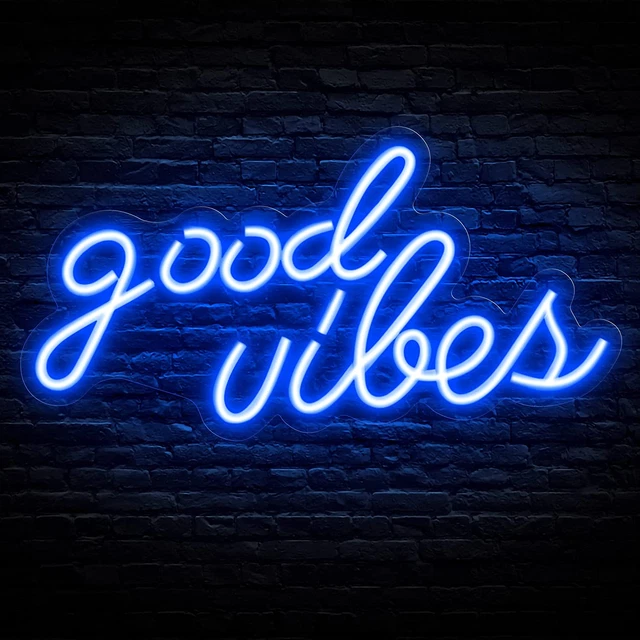 BLUE GOOD VIBES Neon Sign LED Neon Signs for Wall Decor Neon Lights for