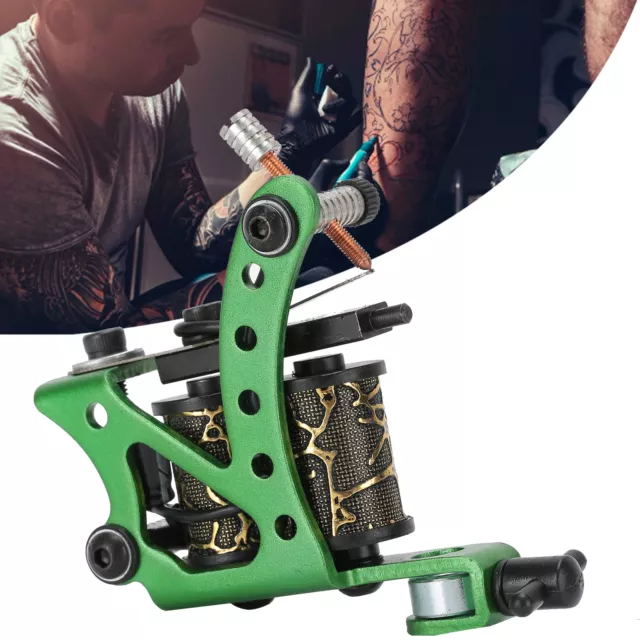 Pistola de tatuaje de máquina delineador de tatuajes de bobina (verde) para tatuaje para principiantes GFL