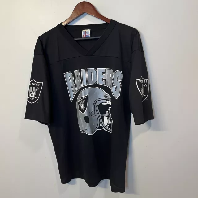 Vintage Champion 80s Los Angeles Raiders Football NFL Jersey Shirt Black- L