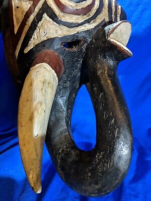 Elephant Mask with Beautiful Painted Details — Authentic Carved Wood African Art 3