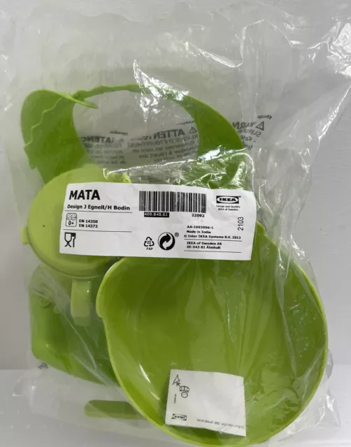 6-Set: IKEA MATA Baby Toddler Green Frog Bib Spoon Bowl Sippy Cup + Borja Spoons