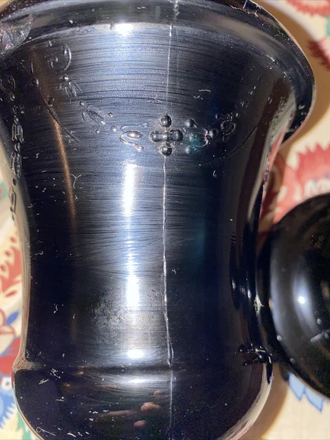 Pair of Vintage Black Glass Urn Urns + Matching Dish Nice Jars Lids 2