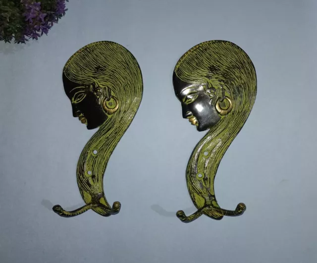 Brass Lady Face Wall Hook Stylish Girl Side Hair Design Towel Hanger HK563