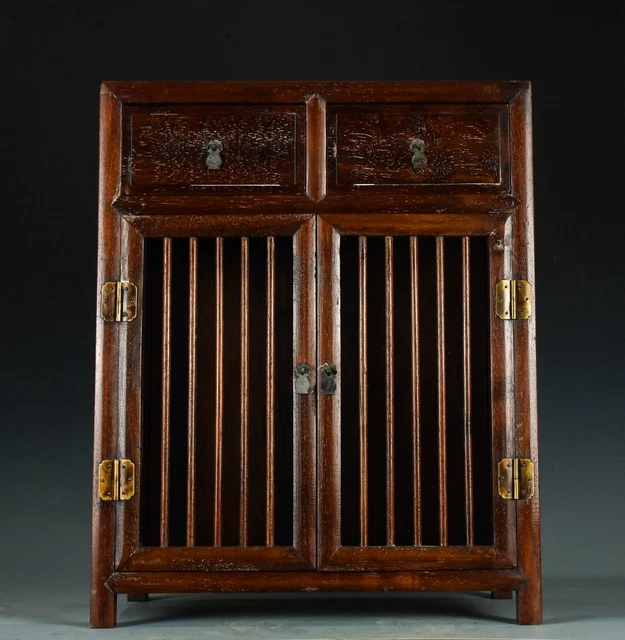 20.8" old China antique collection Rosewood Vertical bar cabinet statue