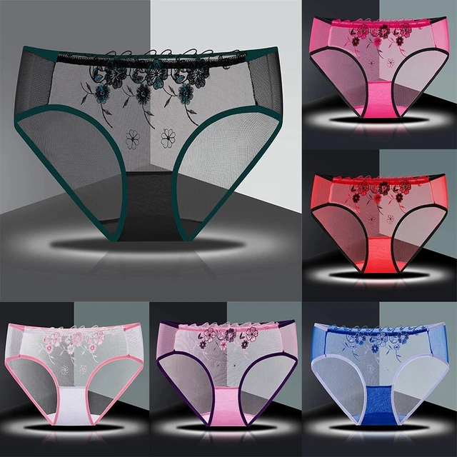 Biancheria intima donna floreale See Through Pizzo sexy vita bassa lingerie