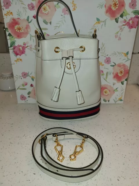 GUCCI WHITE SMALL OPHIDIA BUCKET BAG ***Hello Summer!***