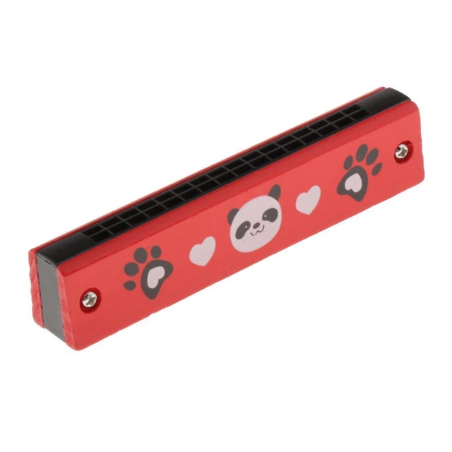 Enfants En Bois Peint Harmonicas Double-rangée Mini Musique Jouet Panda Motif