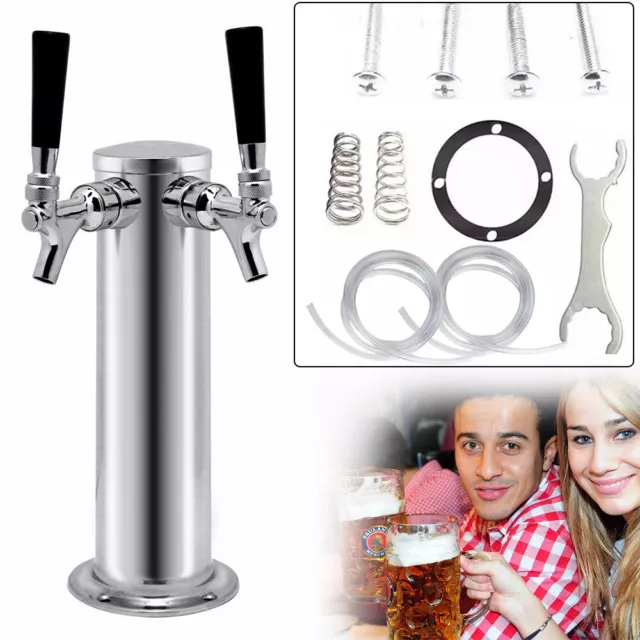 Double Tap Stainless steel Tower Kegerator Conversion Kit Draft Beer Tower Bar