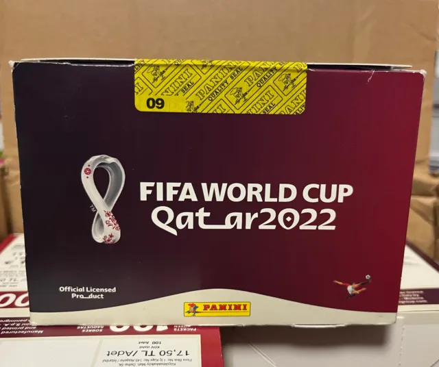 Panini WM FIFA World Cup Qatar 2022 Display Box 100 Tüten = 500 Sticker NEU