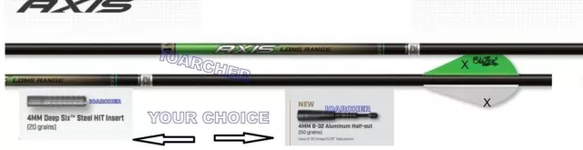 4 MM AXIS LONG RANGE ARROWS w/ 2" BLAZER VANES & HALF-OUTS EASTON