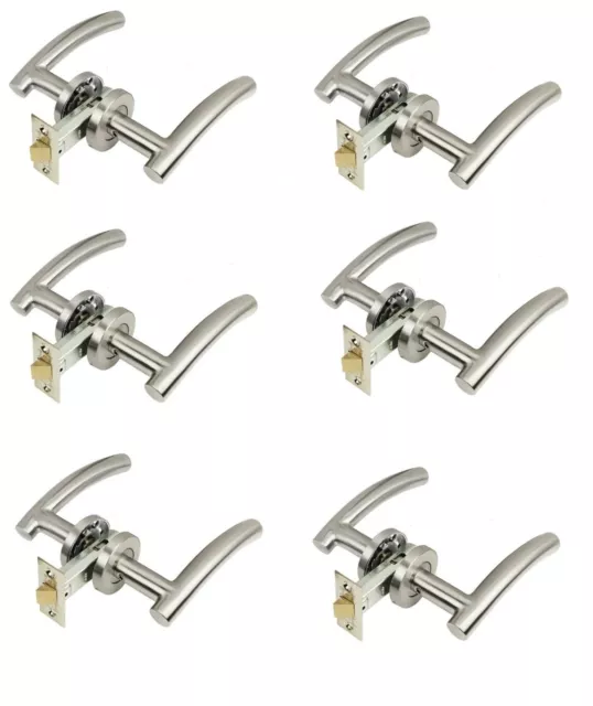 T Bar lever on rose stainless steel internal door handle pack of 6 incl latches