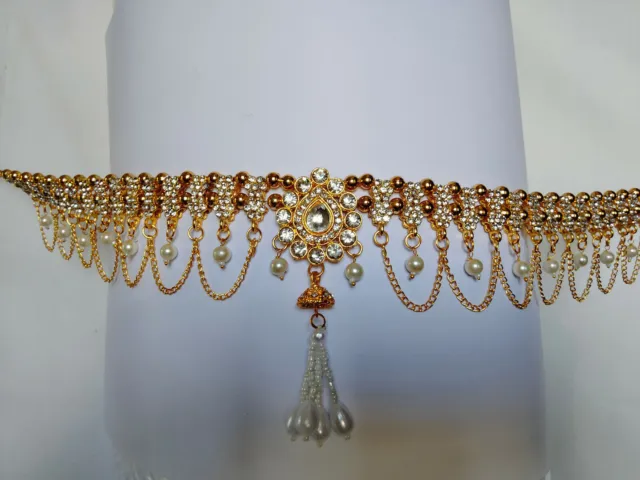 Saree Sari Belly Chain Waist Hip Belt Sequin Gold Asian Indian