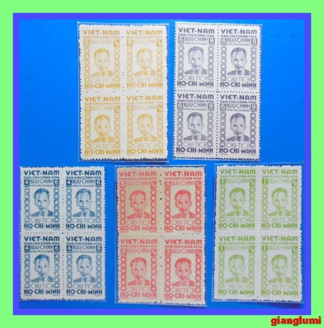 North Vietnam 1946 Pres.Ho Chi Minh set 5 Block 4 MNH NGAI