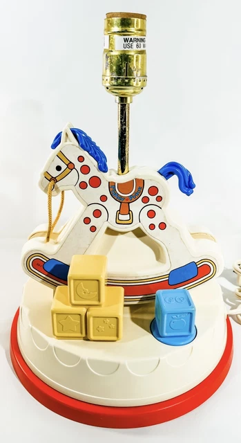 Vintage 1984 Fisher Price Deluxe Musical Rocking Horse Nursery Lamp Night Light