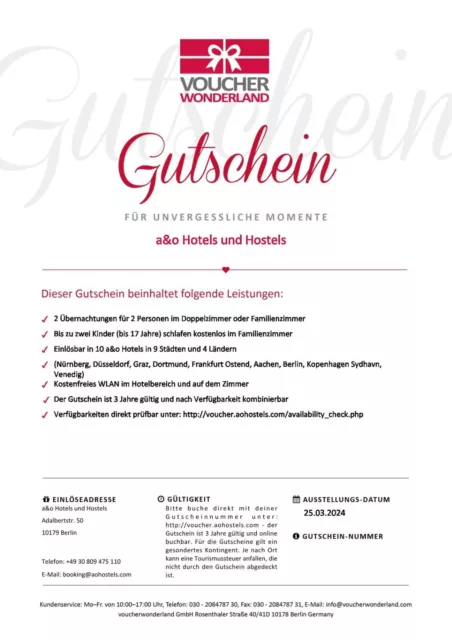 a&o Hotel Gutschein, 9 Städte, 4 Länder - Berlin, Venedig, Graz, Kopenhagen etc.