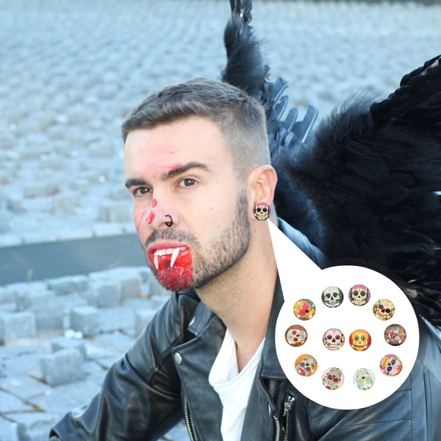 100 Pcs Glass Time Patch Round Halloween Cabochons Skull Flatback Dome