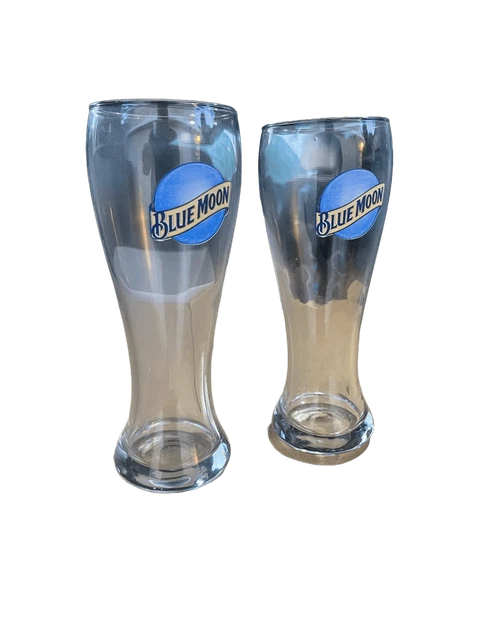 Blue Moon 16oz pint Pilsner glass set New