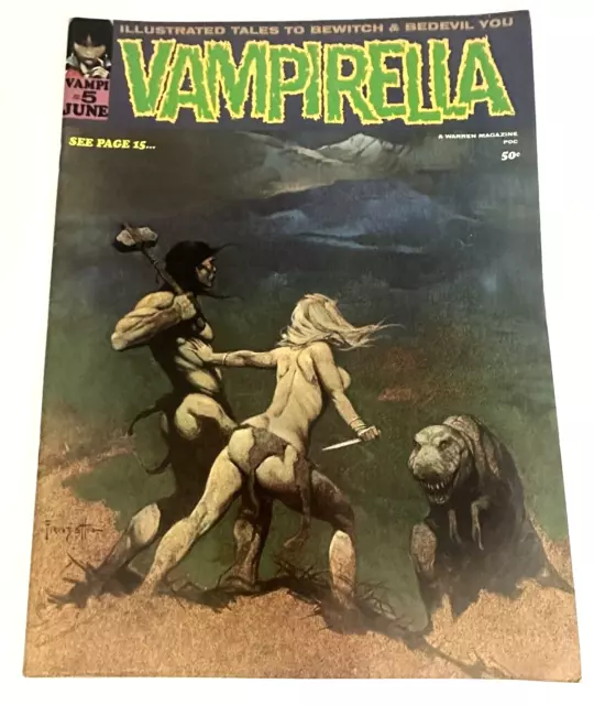 VAMPIRELLA #5 1970 Warren Magazine cover Frank Frazetta Bronze Age Jeff Jones