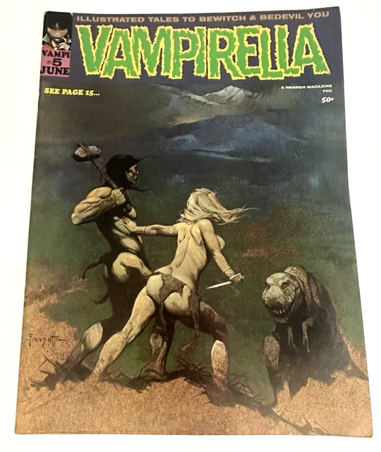 VAMPIRELLA #5 1970 Warren Magazine cover Frank Frazetta Bronze Age Jeff Jones