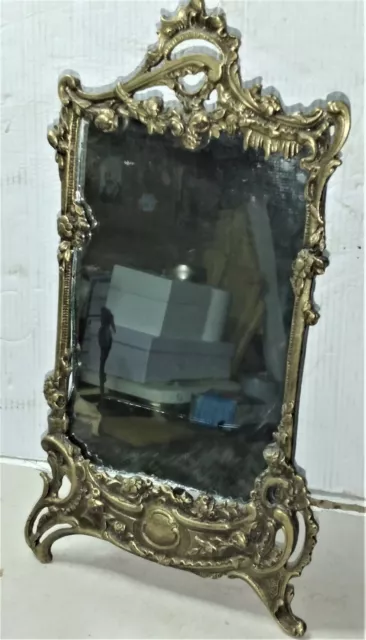 Antico Specchio Epoca Tardo 800 Stile Umbertino In Bronzo- Spedizione Assicurata