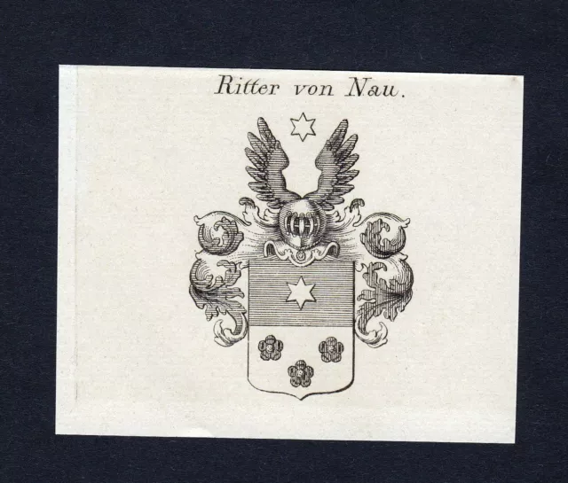 Env. 1820 Nau Armoiries Adel Coat De Arms Gravure sur Cuivre Imprimé Ancien
