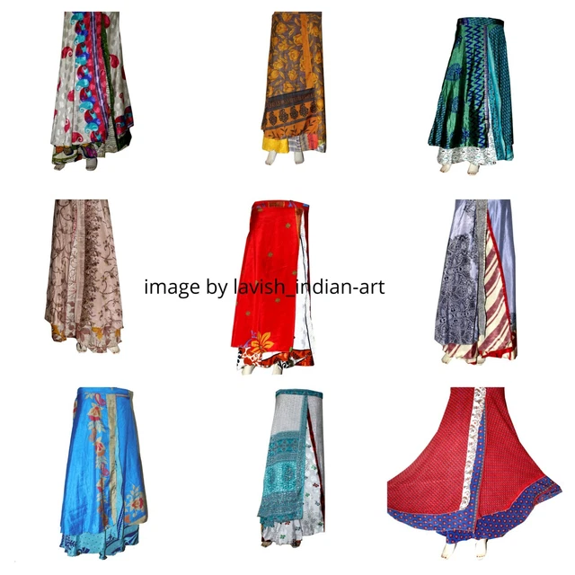 10 PC Wholesale Lot  Skirt Women Wrap Around Rapron Silk Short Long Skirt Indian