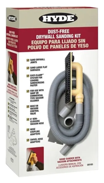 Hyde Tools 09165 Dust-Free Drywall Vacuum Hand Sander with 6-Foot Hose, 6'