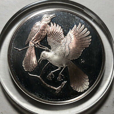 1973 Franklin Mint Robert Bird Mockingbird 2 Ounce .925 Silver Proof Medal