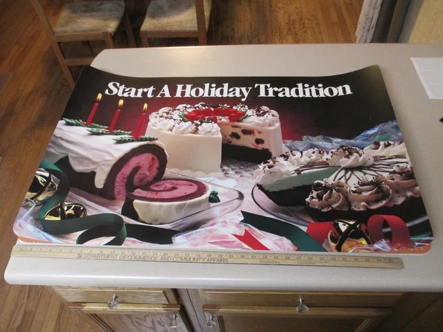 Baskin Robbins ice cream 1989 START HOLIDAY Tradition cake pie candle sign