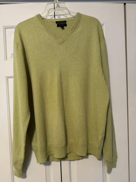 Club Room Sweater Men's Large Gray V Neck Pullover 100% Fine Cashmere