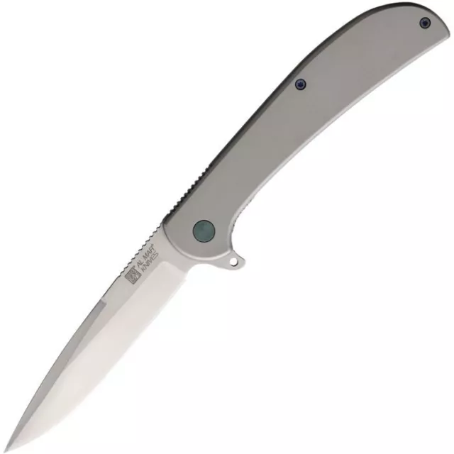 Al Mar Ultra Thin Framelock Folding Knife Satin SS Handle Plain Edge Satin 4119