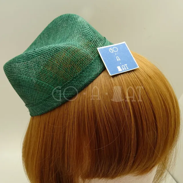 (2pcs) Sinamay Fascinator Pillbox Hat Woman Millinery DIY Fez Headpieces | Green