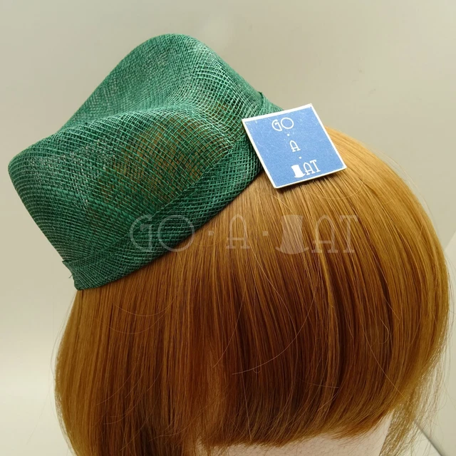 (2pcs) Sinamay Fascinator Pillbox Hat Woman Millinery DIY Fez Headpieces | Green