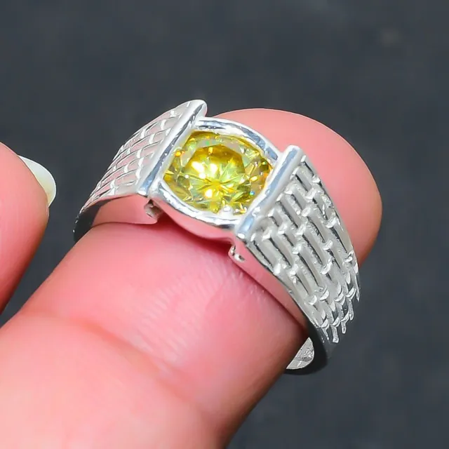 Citrine Pierre Précieuse Main 925 Argent Sterling Bijoux Bague Taille 7 D945