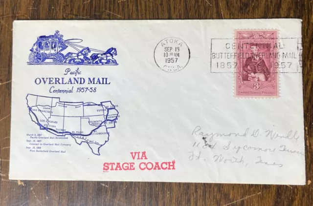BUTTERFIELD OVERLAND MAIL 1957 Cover Via Stage Coach $4.00 - PicClick