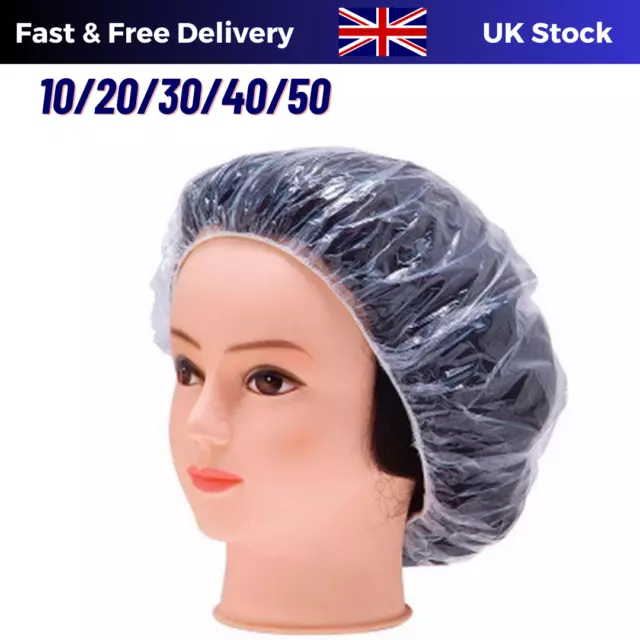 Disposable Shower Bath Caps Hat Waterproof Clear Hair UK Seller Free Delivery