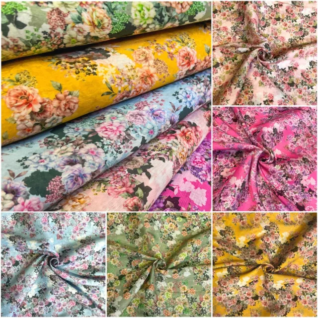 SILK WITH LINEN Floral Clothing High-Quality Dress Fabric Cloth $10.15 ...