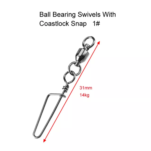 20 X Size1# Ball Bearing Fishing Swivels with Coastlock Snap Fishing Tackle