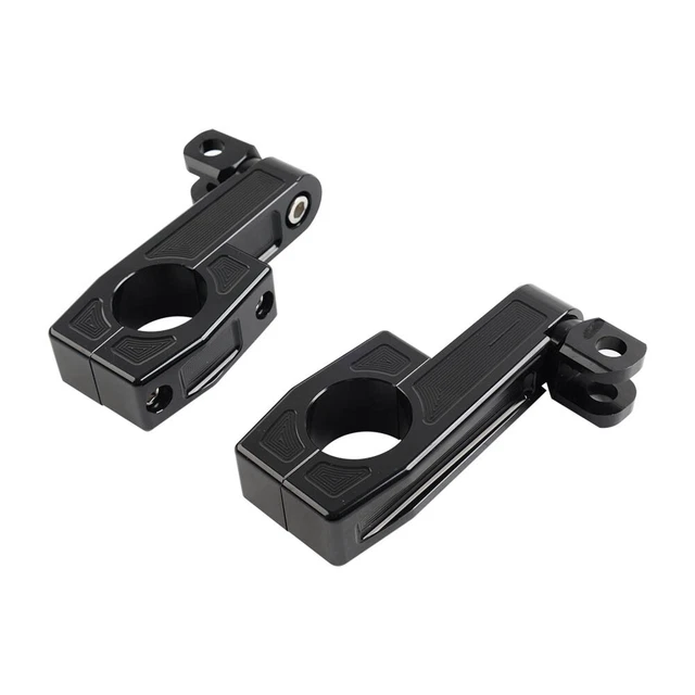 TCMT 360° Adjustable Highway Foot Peg Mount Kit For 32mm Engine Guards – Black Aluminum
