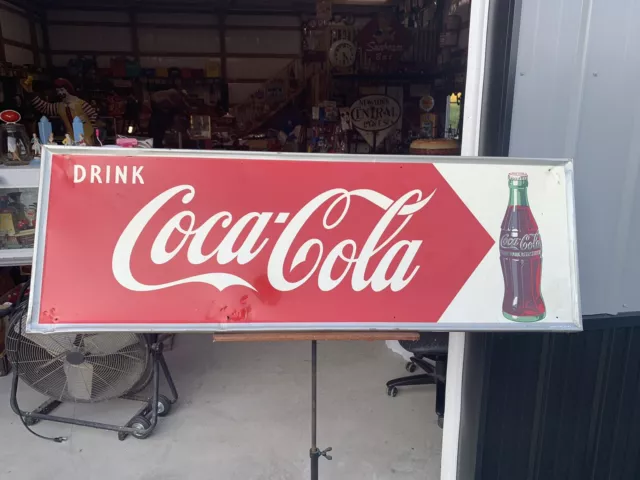 Vintage 1949 CLEAN Coca-Cola Bottle Horizontal Sign GAS OIL SODA COKE 54" x 18"