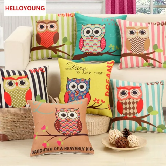 Cushion Cover Pillow Case Owl Cushions Polyester Cotton Home Decor Without Inner