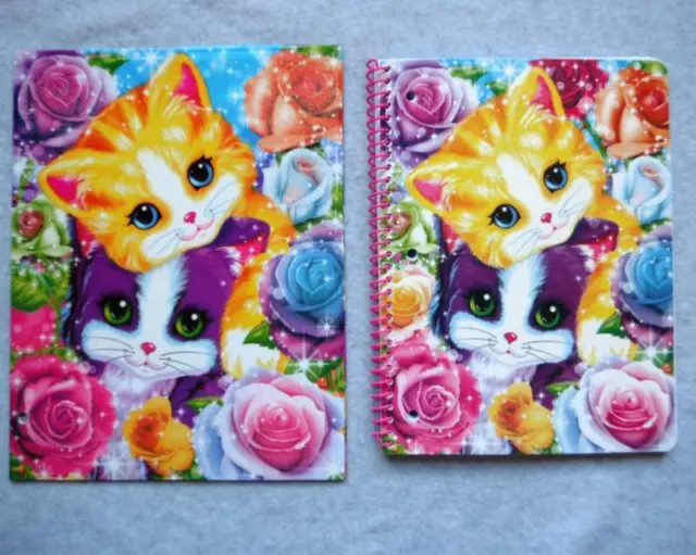 LISA FRANK LOT/2 Glitter Wide Rule Spiral Notebook Folder Playtime Kittens  NEW $24.50 - PicClick