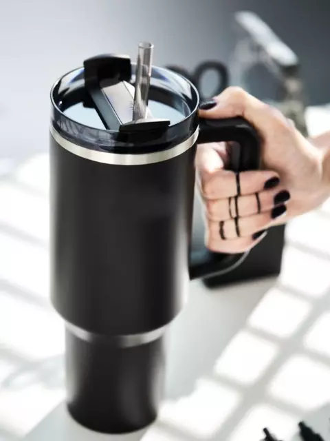 Mug 40 Oz Tumbler with Handle Lid and Straw Insulated Stainless Steel Termos car