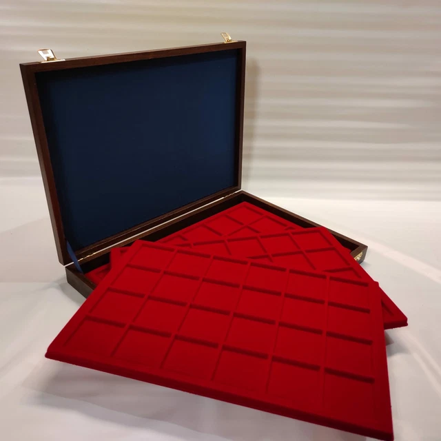Coffret Trousse En Bois pour Monnaies Ou Médailles, Avec 3 Plateaux Amovibles Ma